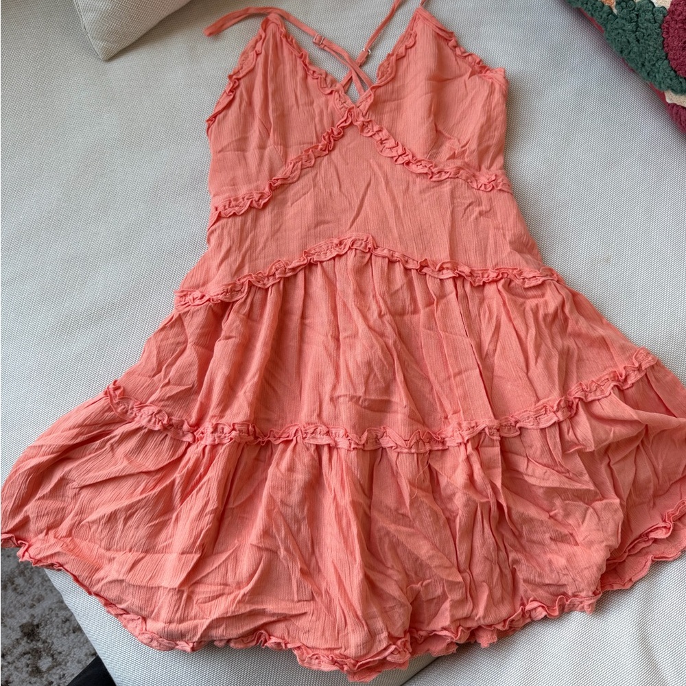 NWT Altar'd State Coral-Peach Tiered Ruffle Sundress